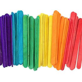 Colorful Wooden Ice Cream Popsicle Sticks- Pack of 60 sticks (Assorted Colors)