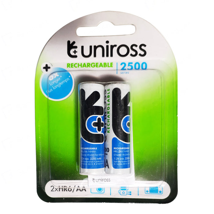 Uniross AA Reachargable Batteries 2500 Series (Twin Pack)